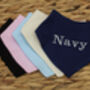 Navy Blue Embroidered Cotton Baby Bandana Bib, thumbnail 2 of 8