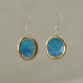 Turquoise Blue Lagoon Oval Drop Earrings, 2 of 5