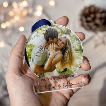 First Christmas Engaged Photo Acrylic Ornament 2025, 6 of 9