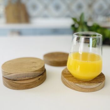 Natural Wood Drinks Coasters Set Four, 4 of 4