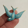 Feathered Blue Swallow Bird Brooch, thumbnail 1 of 4
