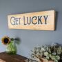 “Get Lucky” Retro Hand Painted Vintage Wood Sign, thumbnail 2 of 2