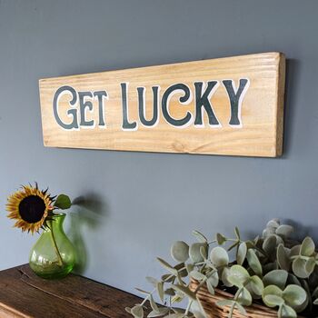 “Get Lucky” Retro Hand Painted Vintage Wood Sign, 2 of 2