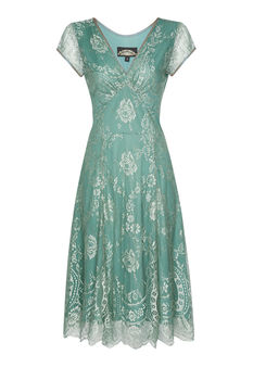 Vintage Style Aqua Lace Special Occasion Dress, 2 of 6