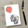 Personalised Rhinoceros Birthday Card, thumbnail 1 of 4
