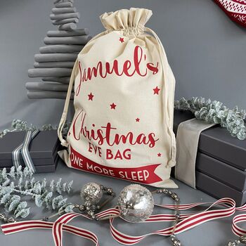 Personalised Christmas Eve Bag Black With White, 5 of 10