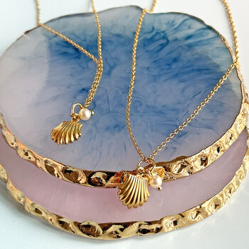 Gold Plated Shell Necklace With Pearl Detail, 2 of 6