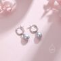 Natural Freshwater Pearl Huggie Hoop Earrings In Sterling Silver, thumbnail 7 of 11