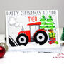 Personalised Red Tractor Christmas Card, thumbnail 2 of 6