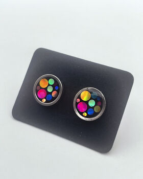 Sparkly Disco Colourful Stud Earrings Waterproof Hypoallergenic 10mm, 4 of 7