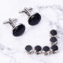 Six Black Dress Shirt Tuxedo Studs And Cufflink Set, thumbnail 2 of 4