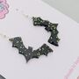Bat Glitter Halloween Resin Earrings, thumbnail 2 of 4
