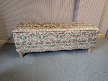 William Morris Light Strawberry Thief Storage Ottoman Footstool, 7 of 9