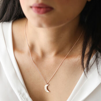 Constellation Moon Pendant Necklace In Rose Gold, 2 of 12