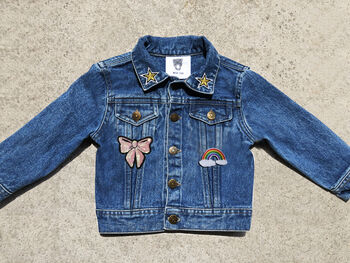 Kids Personalised Denim Jacket Special Sparkly Unicorn, 2 of 9
