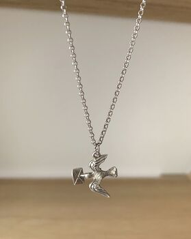 Silver Flying Bird Envelope Charm Necklace, 3 of 6