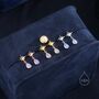 Sterling Silver Tiny Starburst And Dangle Moonstone Stud Earrings, thumbnail 7 of 12