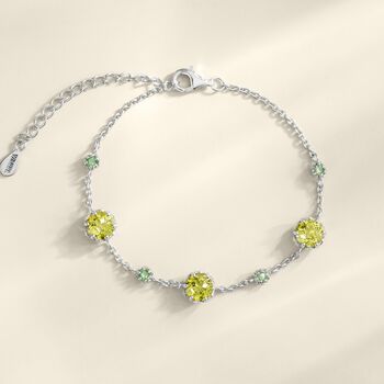 Emerald And Peridot Bracelet In Sterling Silver And Gold Vermeil, 9 of 12