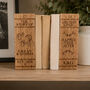 Personalised Portrait Solid Oak Wedding Bookends, Wedding Anniversary Gift, thumbnail 2 of 8