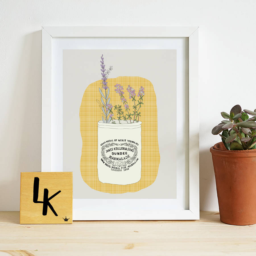 Vintage Dundee Marmalade And Flower Illustration Print, 1 of 3