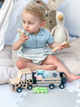 Personalised Safari Jeep Toy With Trailer And Animals, 5 of 5