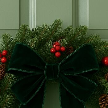 Personalised Velvet Christmas Wreath Bow, 2 of 8