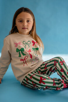 Christmas Bow Organic Grow With Me Leggings, 2 of 4
