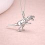 Personalised Sterling Silver T Rex Dinosaur Pendant Necklace, thumbnail 1 of 8