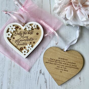Promoted To Nanny Mothers Hanging Heart Gift, 3 of 4