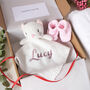 Personalised Grey Knitted Bunny Comforter Set, thumbnail 2 of 7