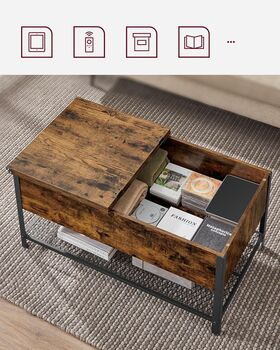 Folding Top Coffee Table With Closed Compartment, 3 of 7