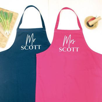 Mr And Mrs Ballpen Personalised Apron Set, 4 of 7
