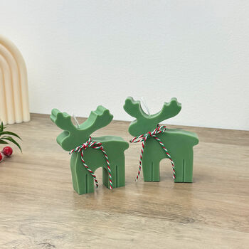 Green Reindeer Christmas Candles And Christmas Decor, 4 of 10