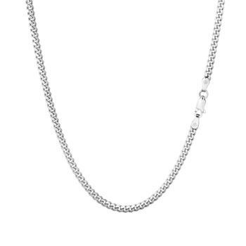 Sterling Silver 4mm Miami Cuban Chain, Rhodium Plated Necklace, 2 of 12