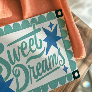Sweet Dreams Wall Art, Blue Bedroom Print, 3 of 9