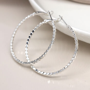 Silver Plated Large Rope Twist Hoop Earrings, 3 of 5