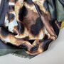 Leopard Print Scarf With Contrast Border In Khaki, thumbnail 3 of 4