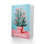 Blooming Cactus Plant Pot Pink Flowers Thank You Card, thumbnail 2 of 4