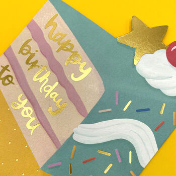 'Happy Birthday To You' Luxe Birthday Cake Slice Card, 2 of 2