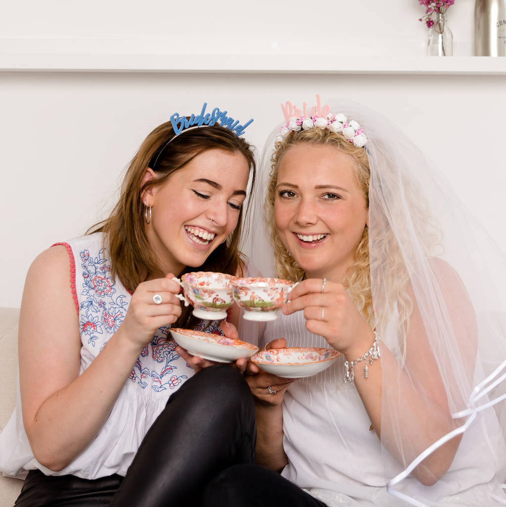 Bride And Bridesmaid Hen Do Party Crown Gift Set Of Two By Funky Laser