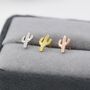 Tiny Cactus Stud Earrings In Sterling Silver, thumbnail 6 of 12
