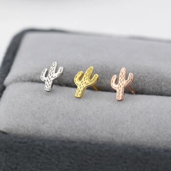 Tiny Cactus Stud Earrings In Sterling Silver, 6 of 12
