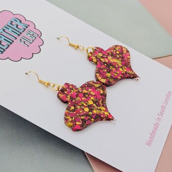 Pink And Gold 90's Christmas Bauble Resin Earrings, 2 of 4