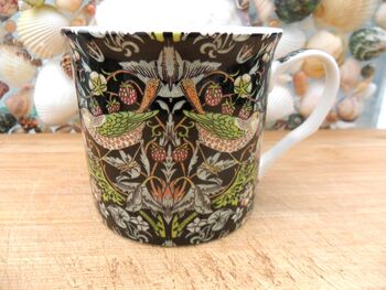 Set Of Six Palace Mugs In William Morris Black Strawberry Thief Design, 5 of 10