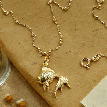 Gold Plated Sterling Silver Fish Necklace, 4 of 7