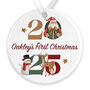 Personalised 2025 Baby's First Christmas Ceramic Bauble In Red, Pink Or Blue, thumbnail 4 of 9