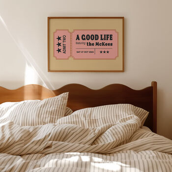 Ticket To A Good Life Personalised Wedding Gift Print, 9 of 10