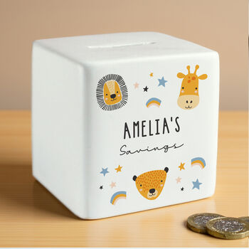 Personalised Scandi Safari Animals Money Box, 3 of 6