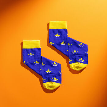 Yellow Sombrero Pattern Colourful Egyptian Cotton Men's Socks, 5 of 5