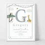 Personalised Keepsake Birth Print Jungle Safari, thumbnail 5 of 7